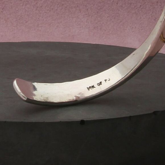 sterling silver & 14k gold filled rings artisan pierced cuff bracelet sz 5.75in - Picture 3 of 3